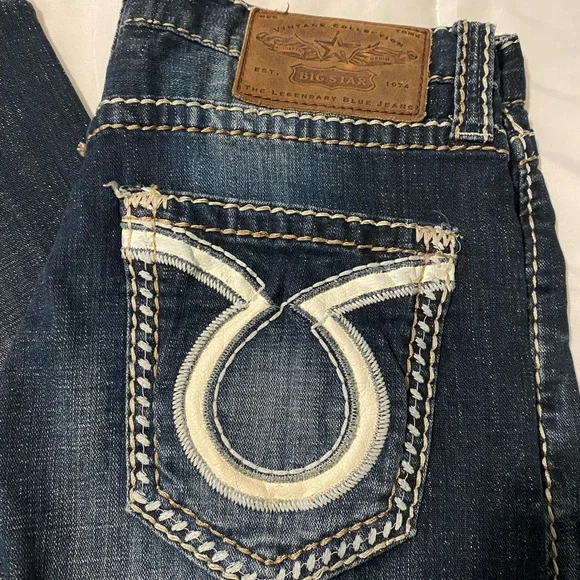Dark Blue Denim Jeans with Embroidered Pocket - Picture 4 of 4